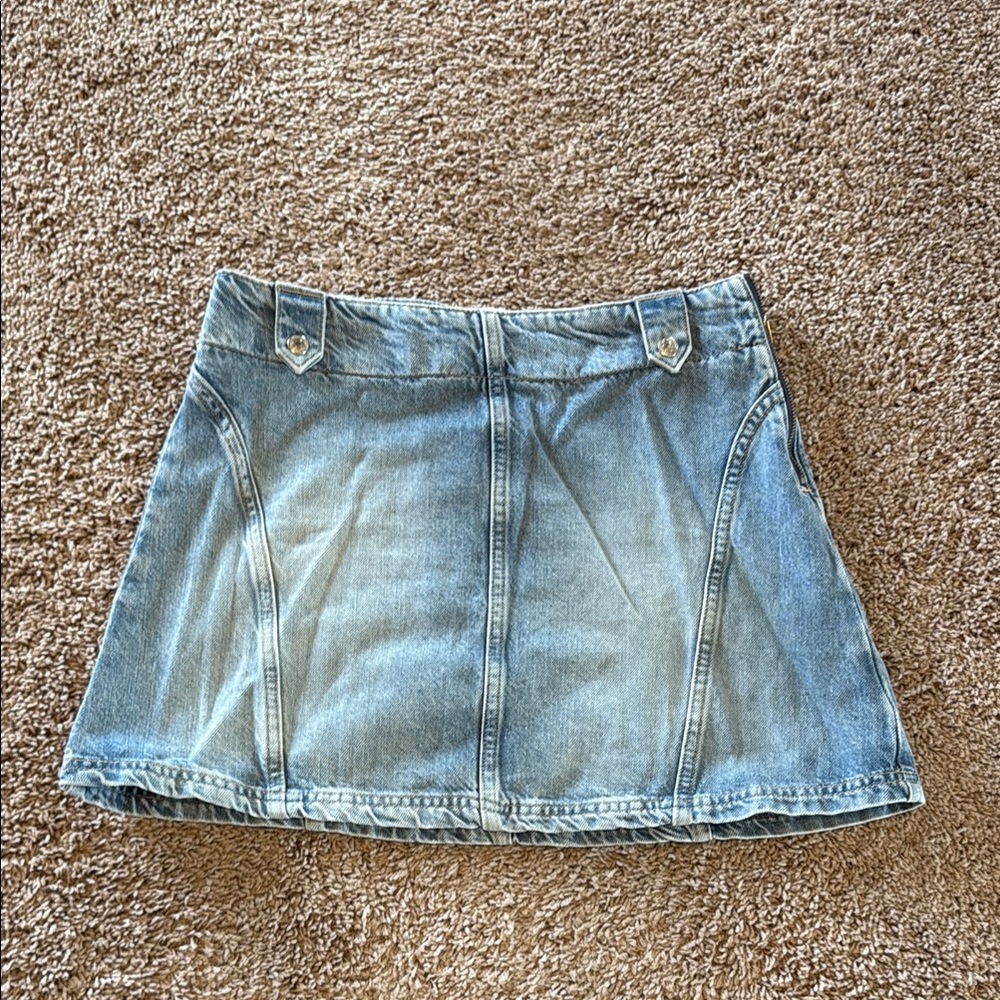 We The Free Blue Cargo Skater Mini Skirt